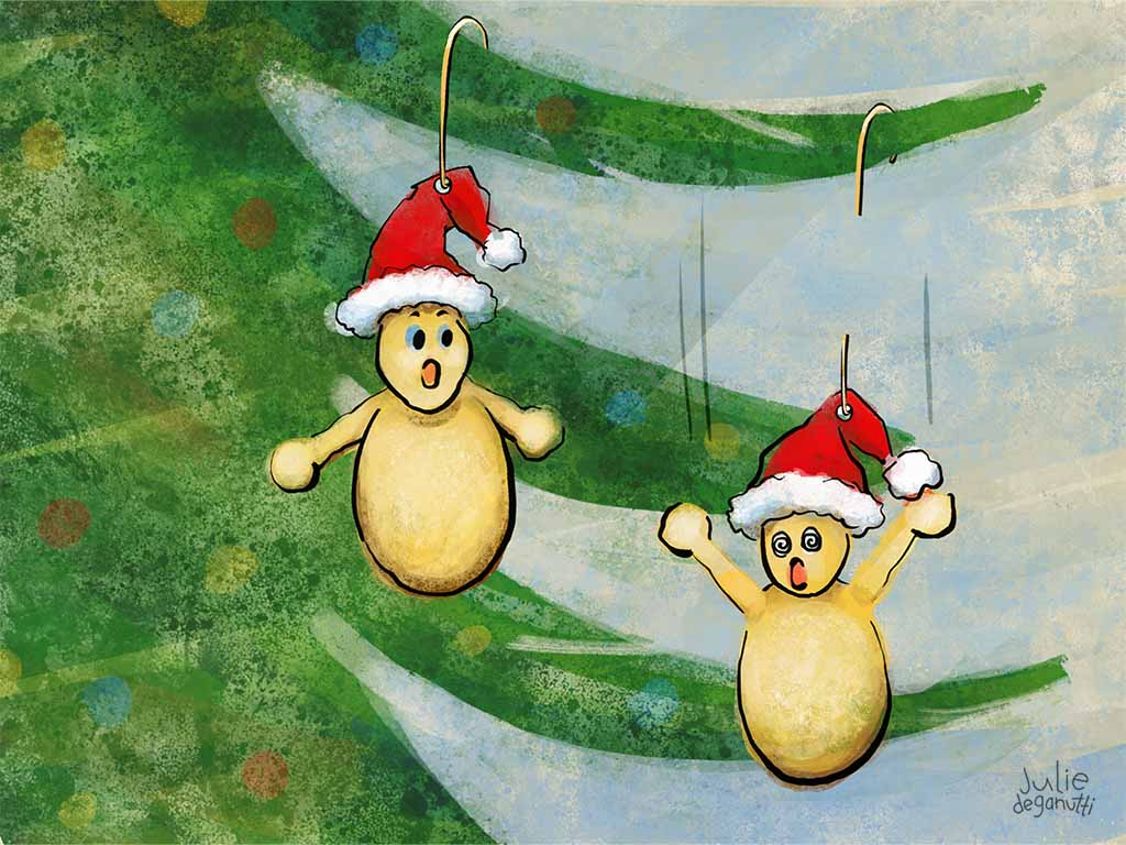 christmas ornament falling off a christmas tree